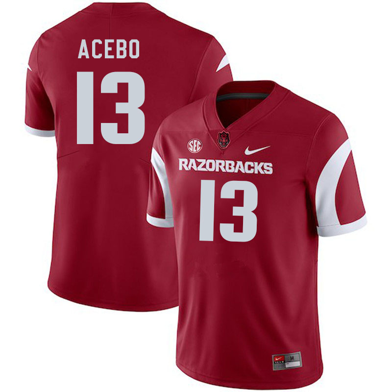 Men #13 Rykar Acebo Arkansas Razorbacks College Football Jerseys Stitched-Cardinal